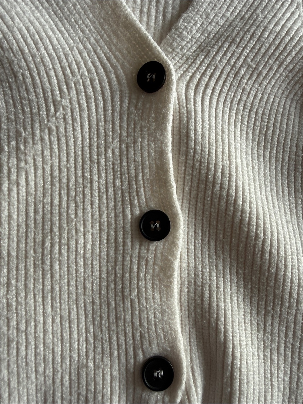 Cream Ribbed V-Neck Button Vest - Picture 3 of 3